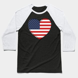 Heart US Flag T-Shirt Baseball T-Shirt